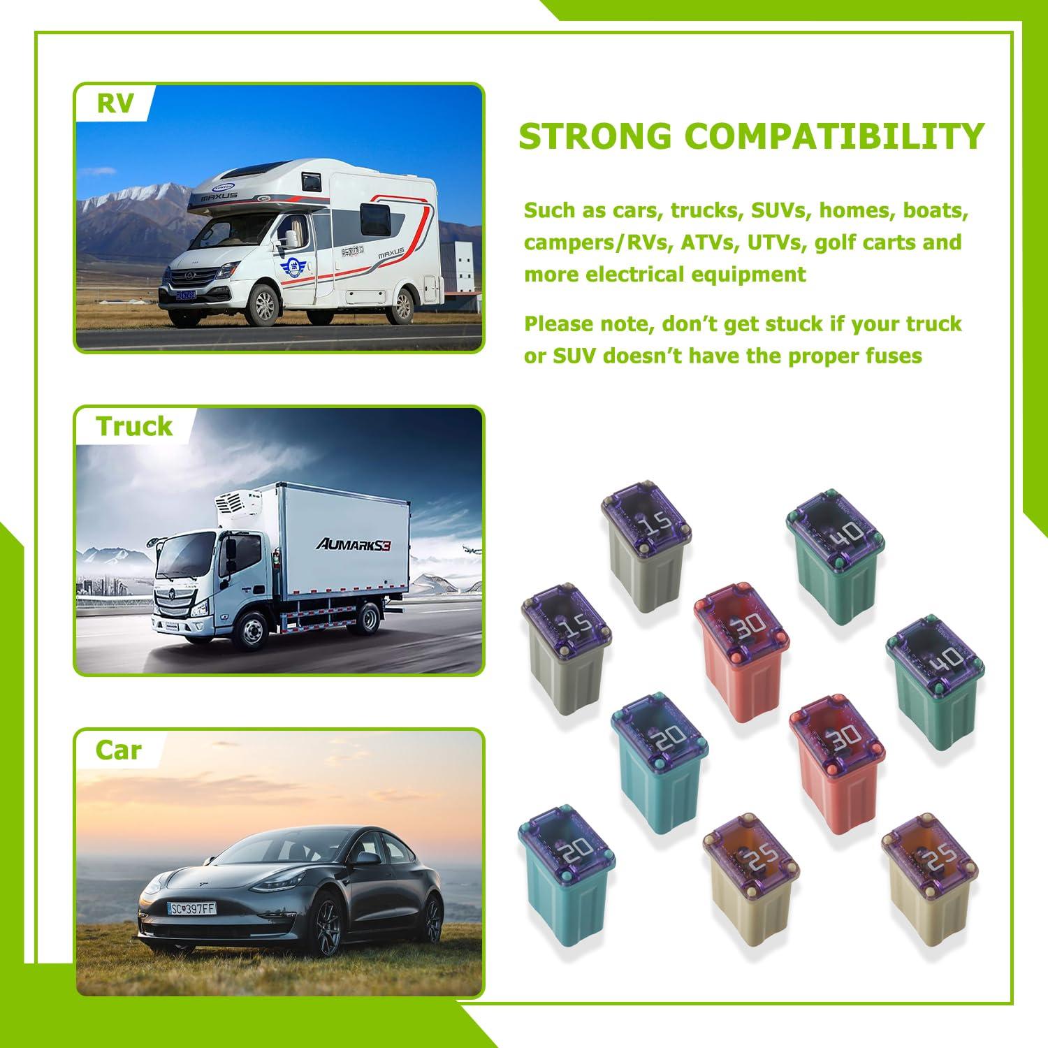 Kit de Fusibles Micro EPLZON 15A 20A 25A 30A 40A 32V - 10 Piezas