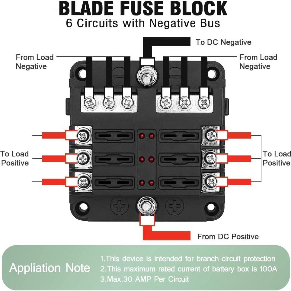 Bloque de Fusibles Marino 6 Vías Pautou 12V Impermeable LED