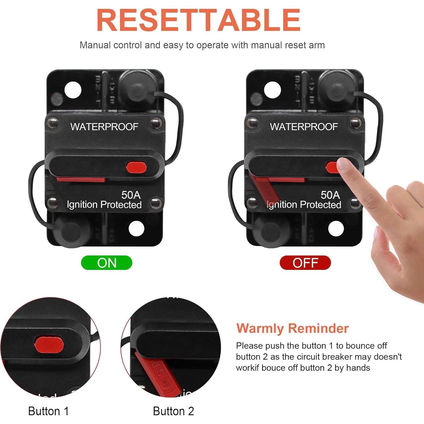 Interruptor de Circuito 60A Erayco Impermeable 12V-48V CC