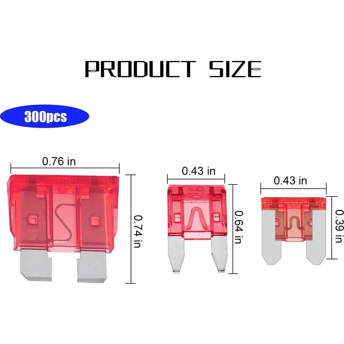 Kit de 300 Fusibles para Automóvil Sandfren - 2A a 40A