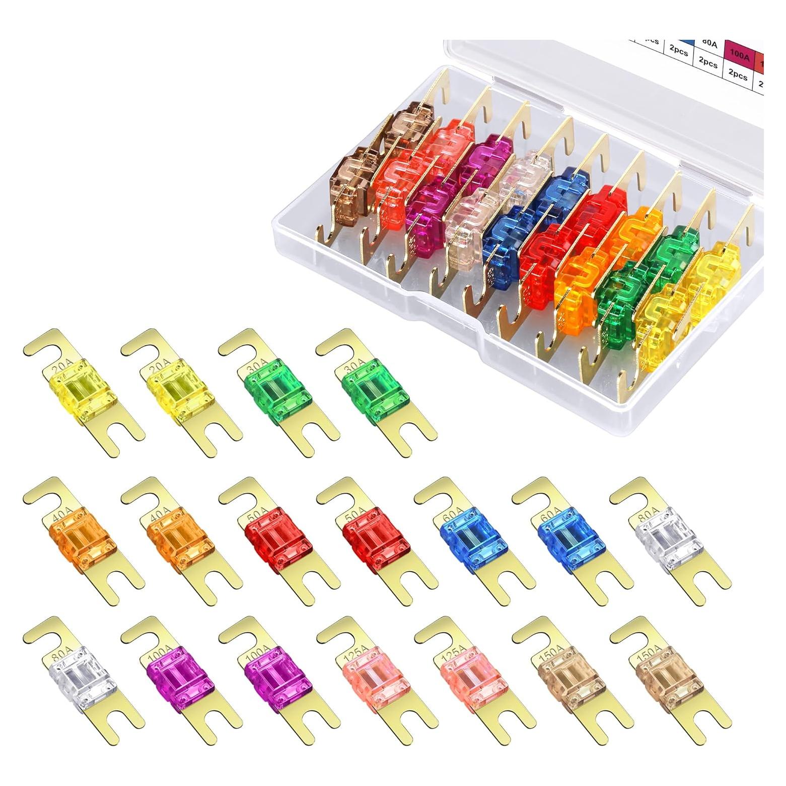 Fusibles Mini ANL CrocSee 18 Piezas 20A-150A para Audio