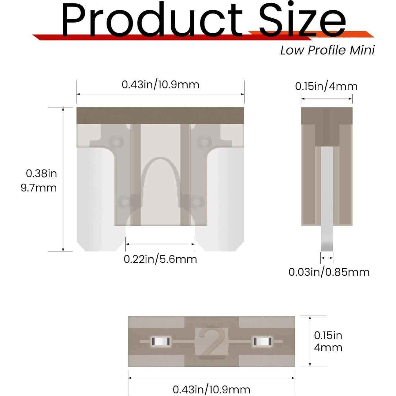 Fusibles Mini de Perfil Bajo 2A SVZ - 25 Pcs Automotriz