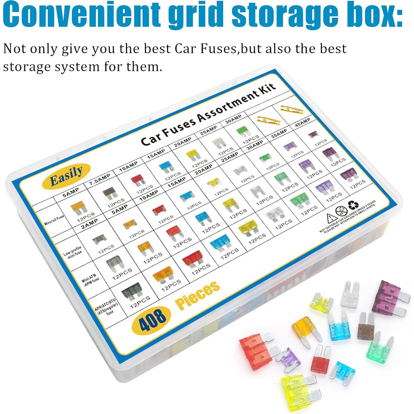 Kit de Fusibles para Automóviles 408 Piezas Easily Estándar Mini Micro2