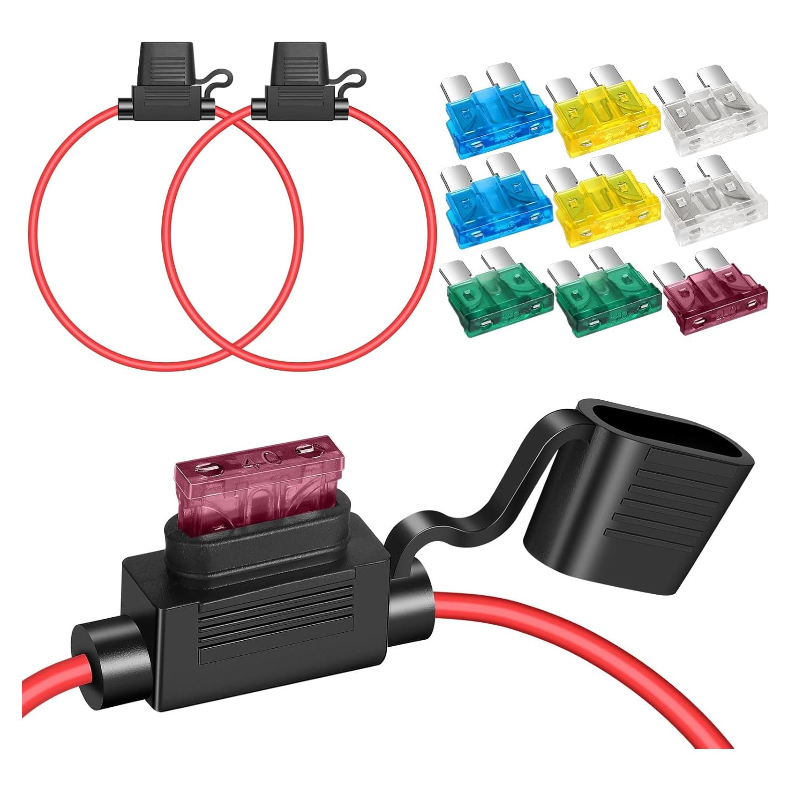 Soportes de Fusible en Línea Quelong 12 AWG 30 cm 15A-40A