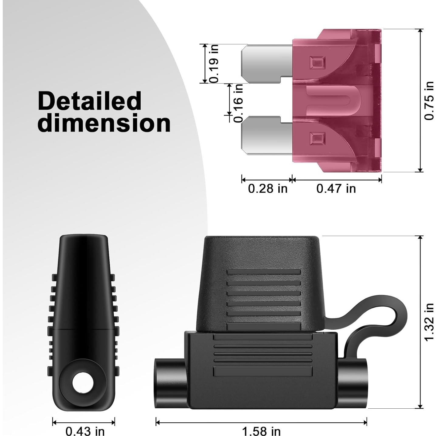 Soportes de Fusible en Línea Quelong 12 AWG 30 cm 15A-40A