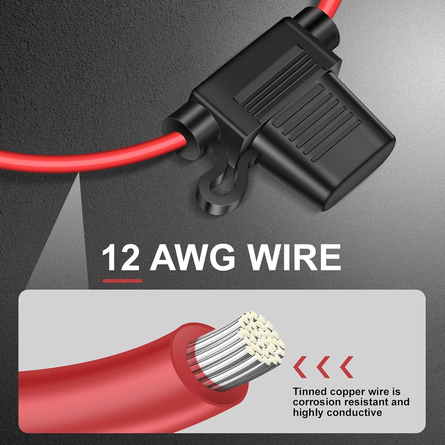 Soportes de Fusible en Línea Quelong 12 AWG 30 cm 15A-40A