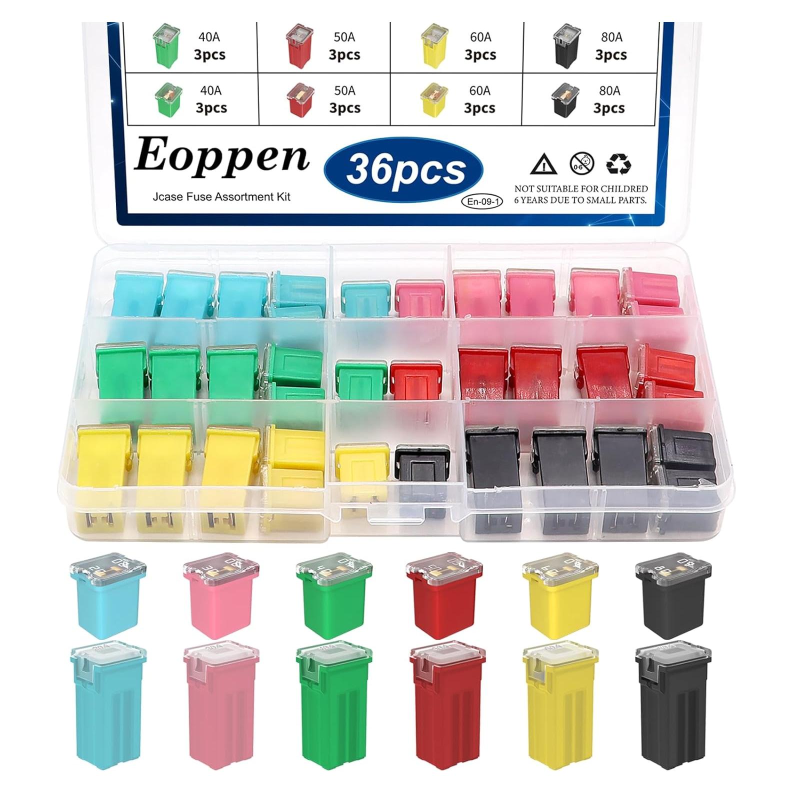 Kit de Fusibles Jcase 36 Piezas Eoppen para Automóviles 20A-80A