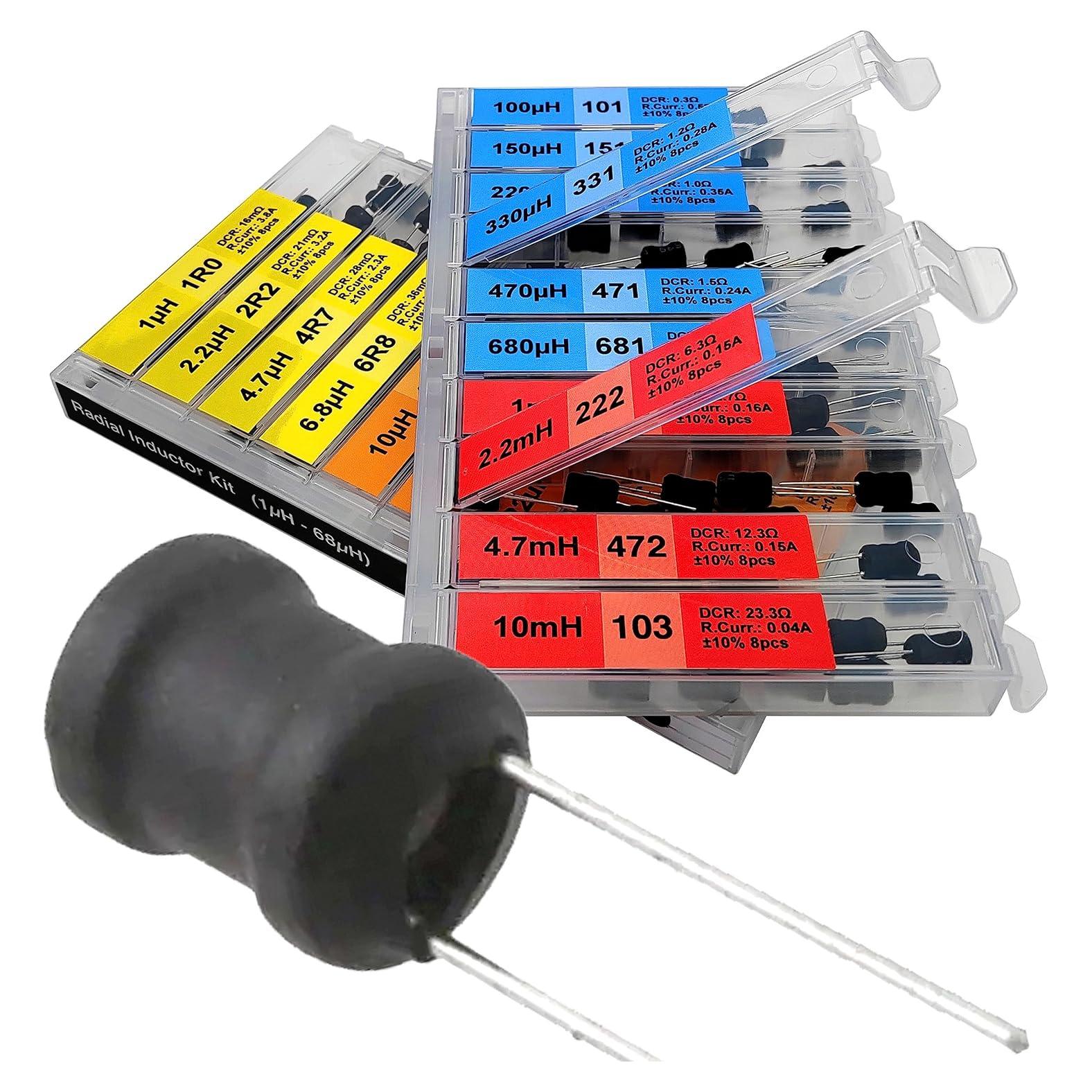 Kit de Inductores 20 Valores 160 Pcs 1uH a 10mH 1A Manufacturing