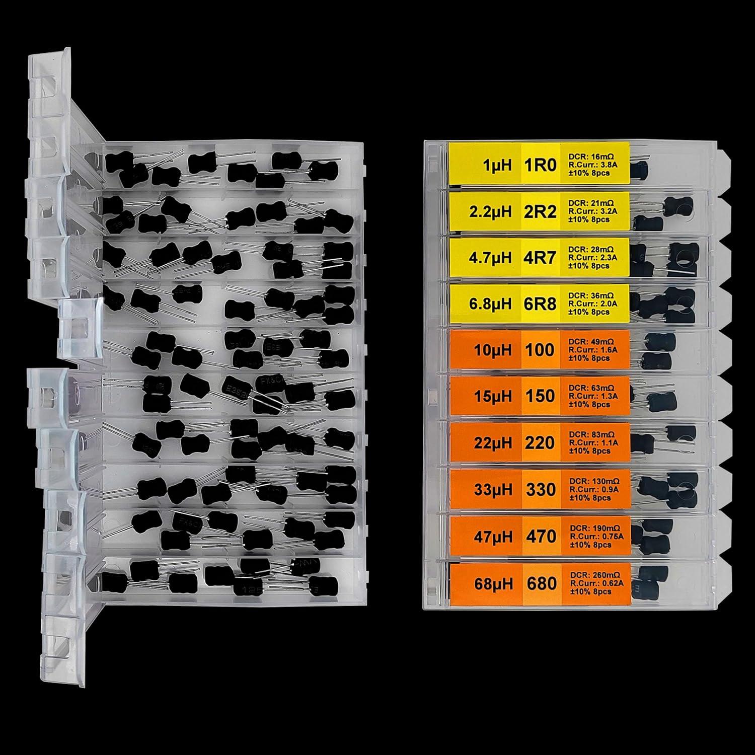 Kit de Inductores 20 Valores 160 Pcs 1uH a 10mH 1A Manufacturing