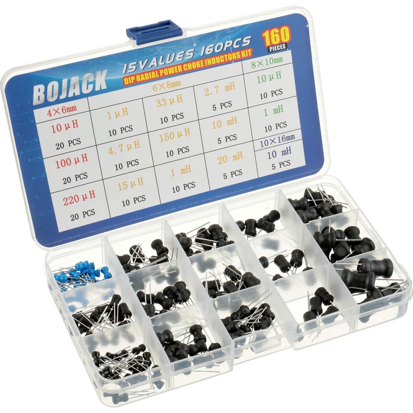 Kit de Inductores DIP Radial BOJACK 15 Valores 160 Pcs