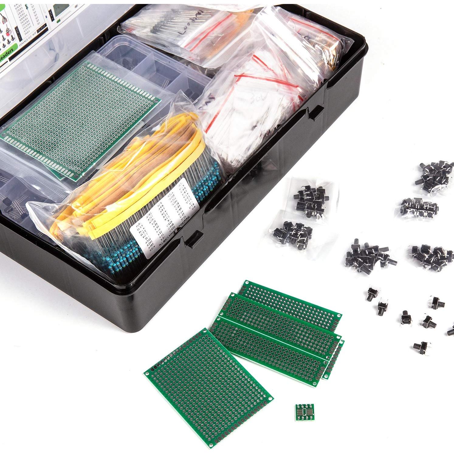 Kit de Componentes Electrónicos 2200 pcs ZEBULON - Capacitores, Resistencias, Diodos, Transistores