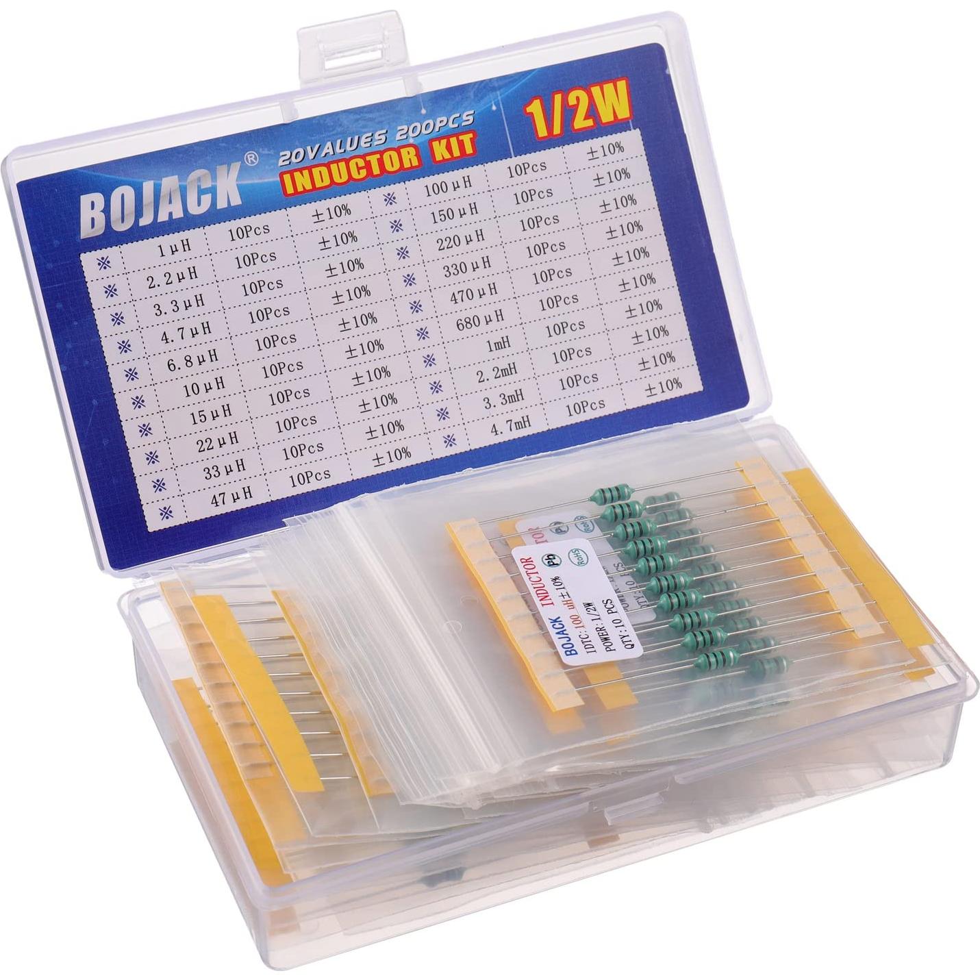Kit de Inductores BOJACK 200 Pcs 1uH a 4.7mH 0.5W