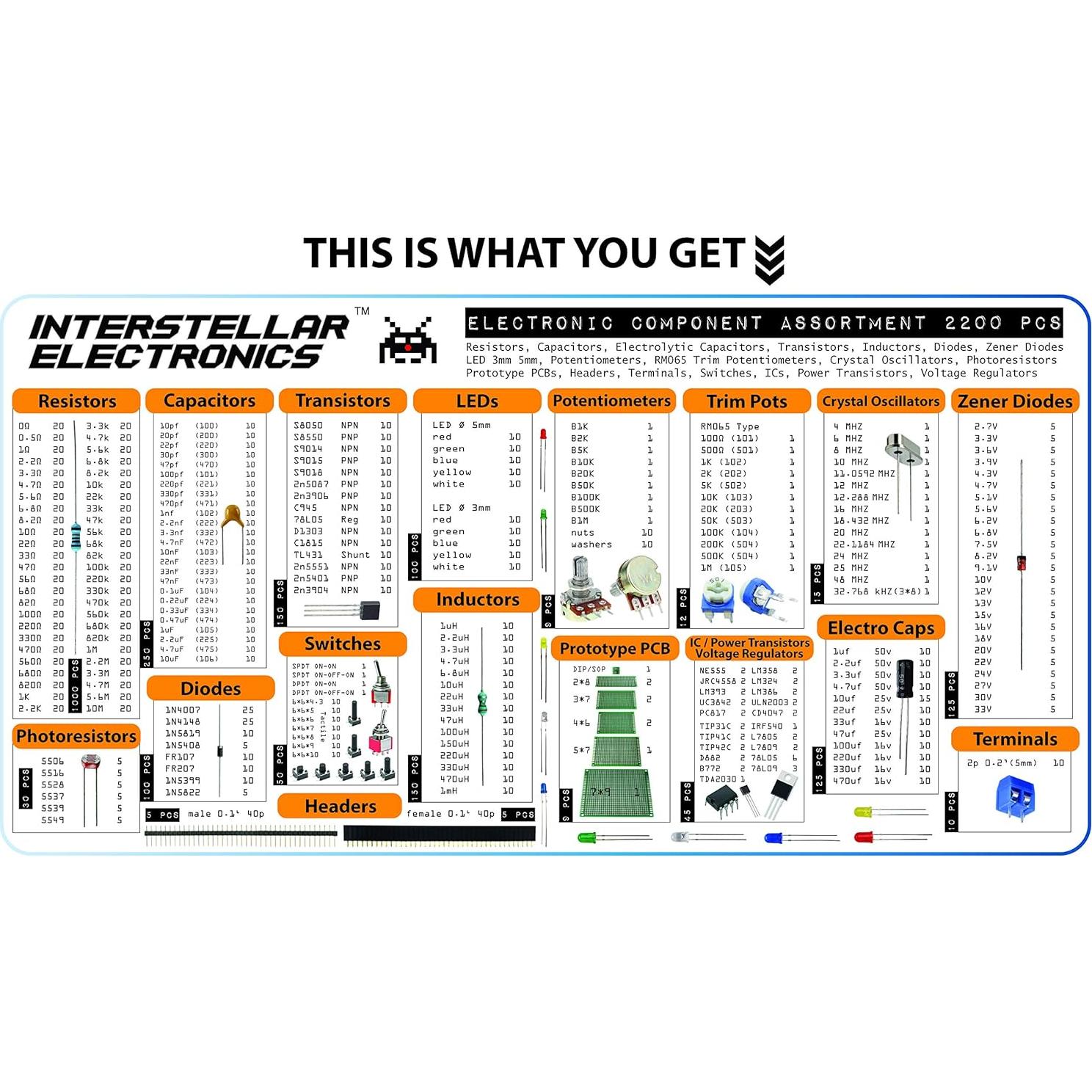 Surtido de Componentes Electrónicos Interstellar 2200 pcs