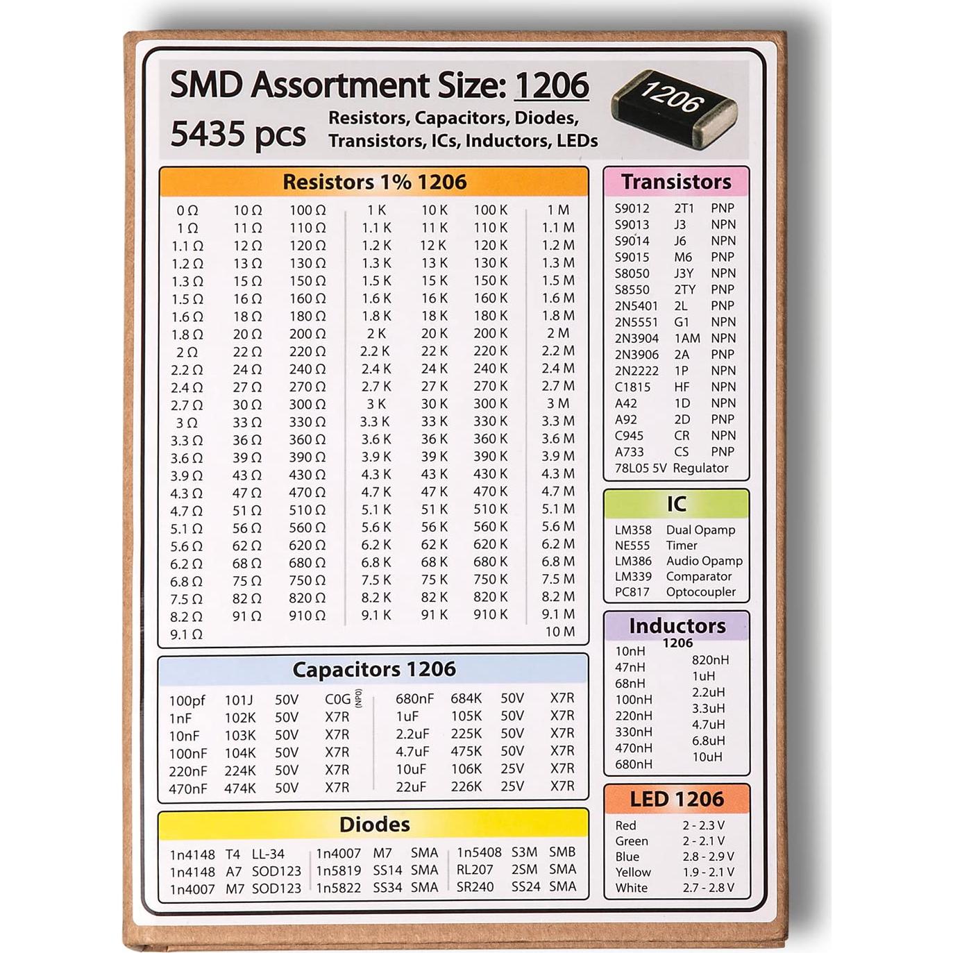 Libro SMD 1206 - Surtido de 5435 Componentes Electrónicos