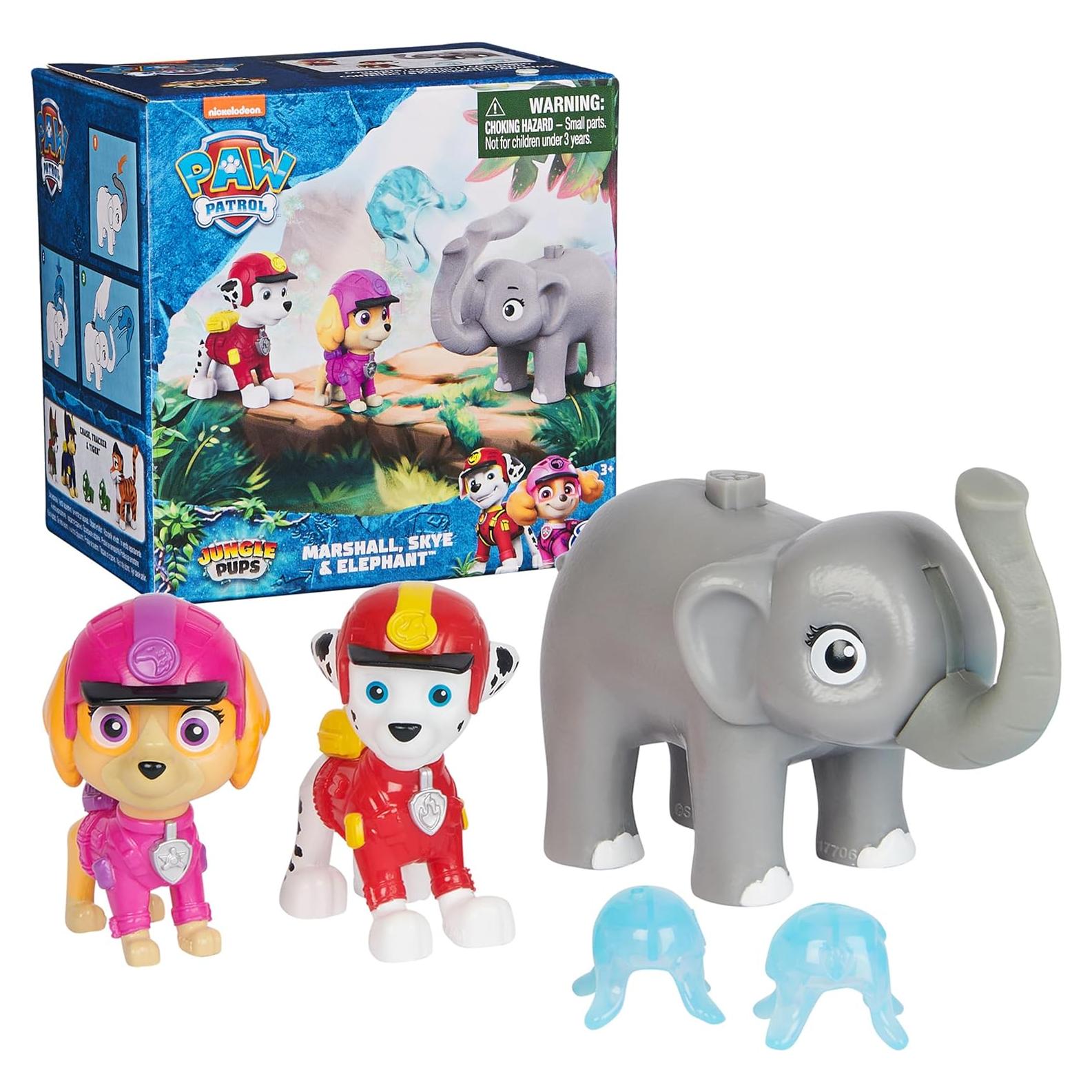 Figuras de Acción PAW Patrol Marshall y Skye + Elefante