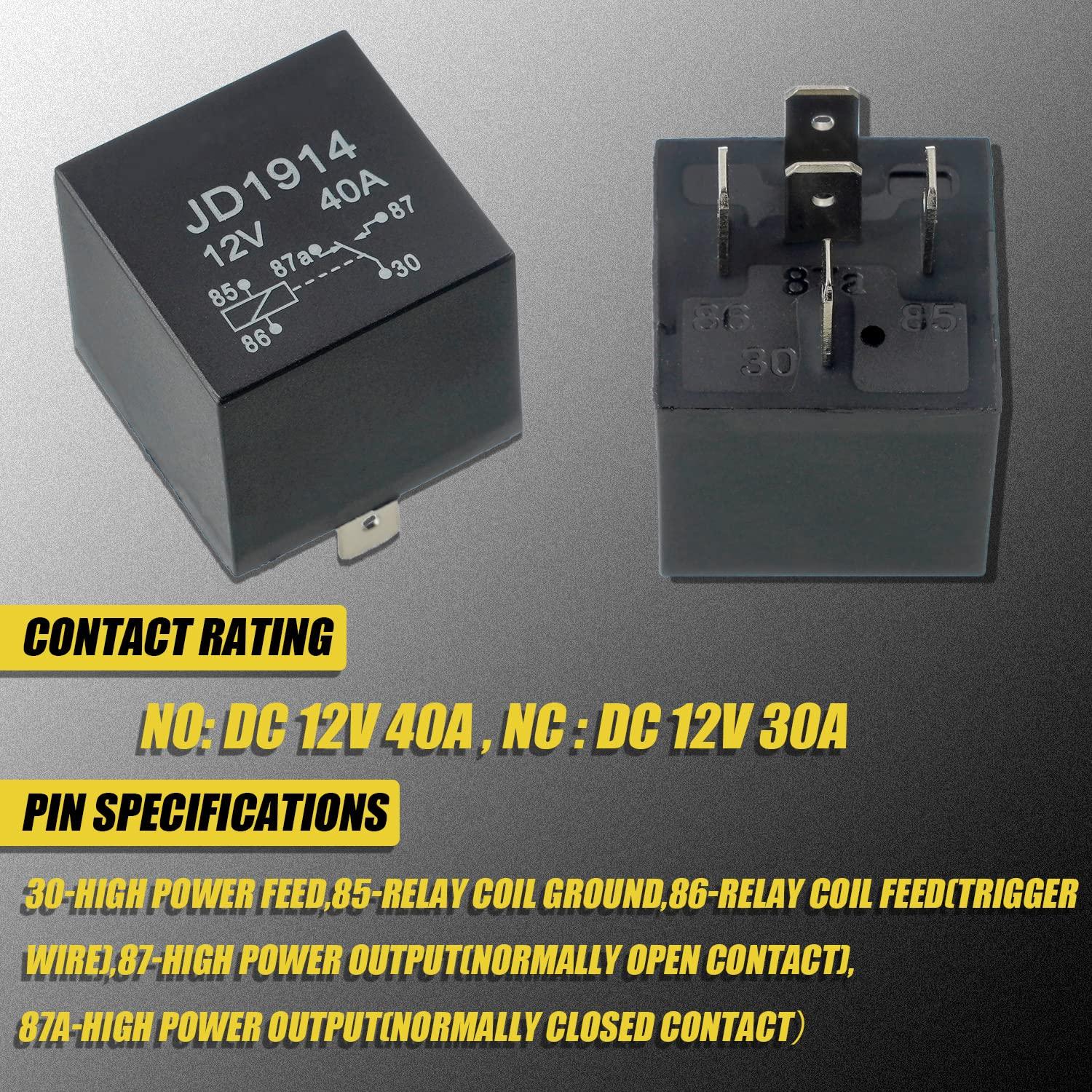 Relé Automotriz EPLZON JD1914 12V 40A 5 Pines - Paquete de 2