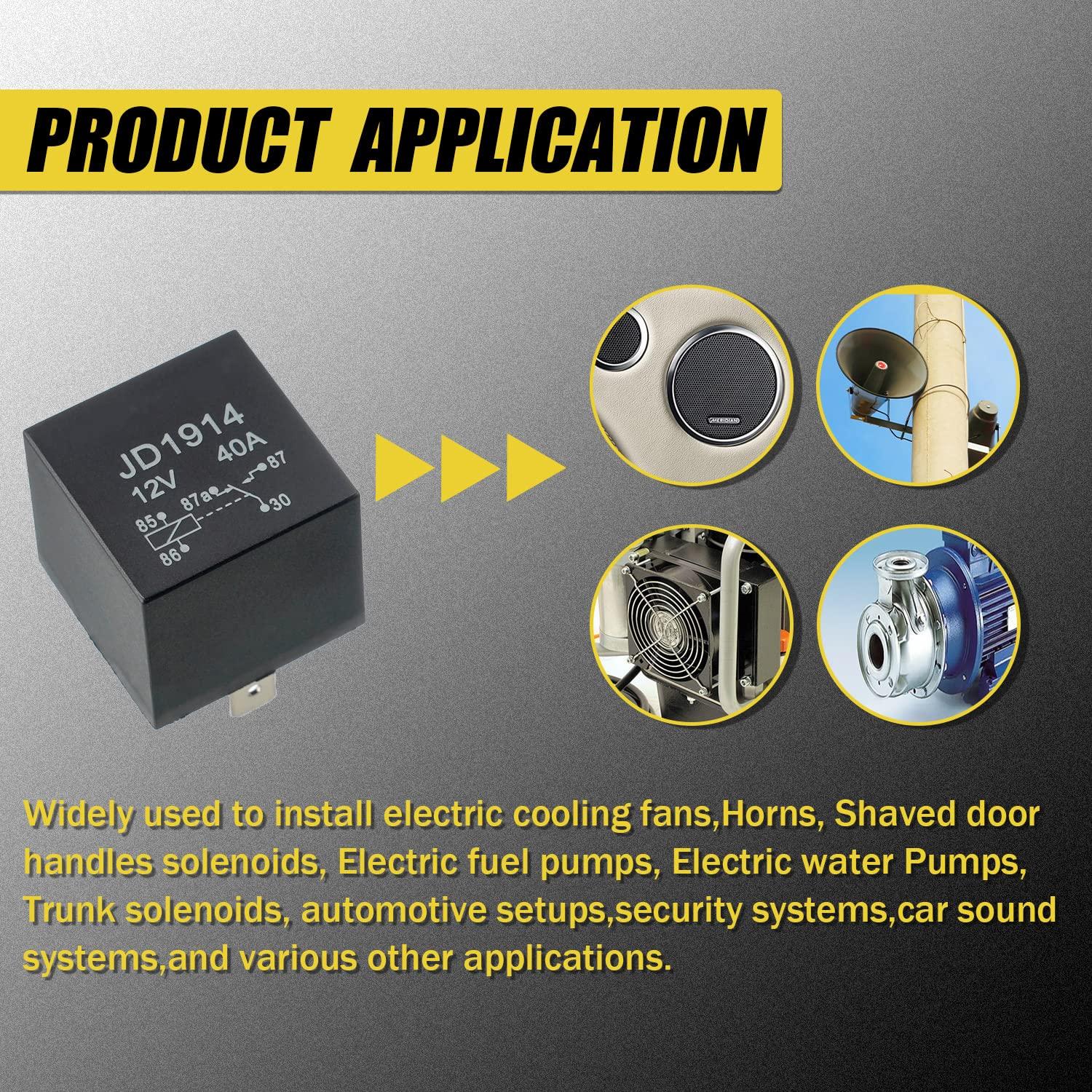 Relé Automotriz EPLZON JD1914 12V 40A 5 Pines - Paquete de 2