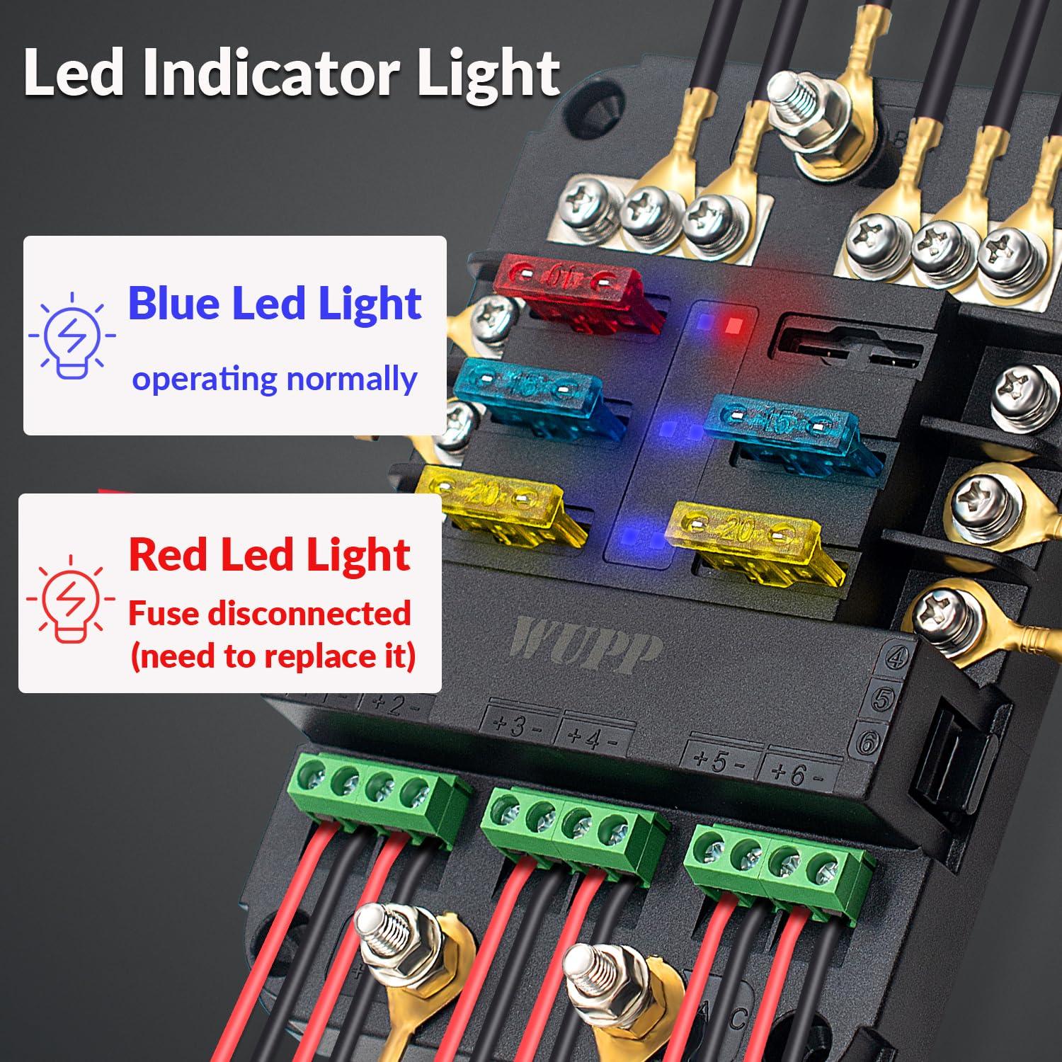 Bloque de Fusibles WUPP 12V con Relé y Interfaz ACC 6 Circuitos