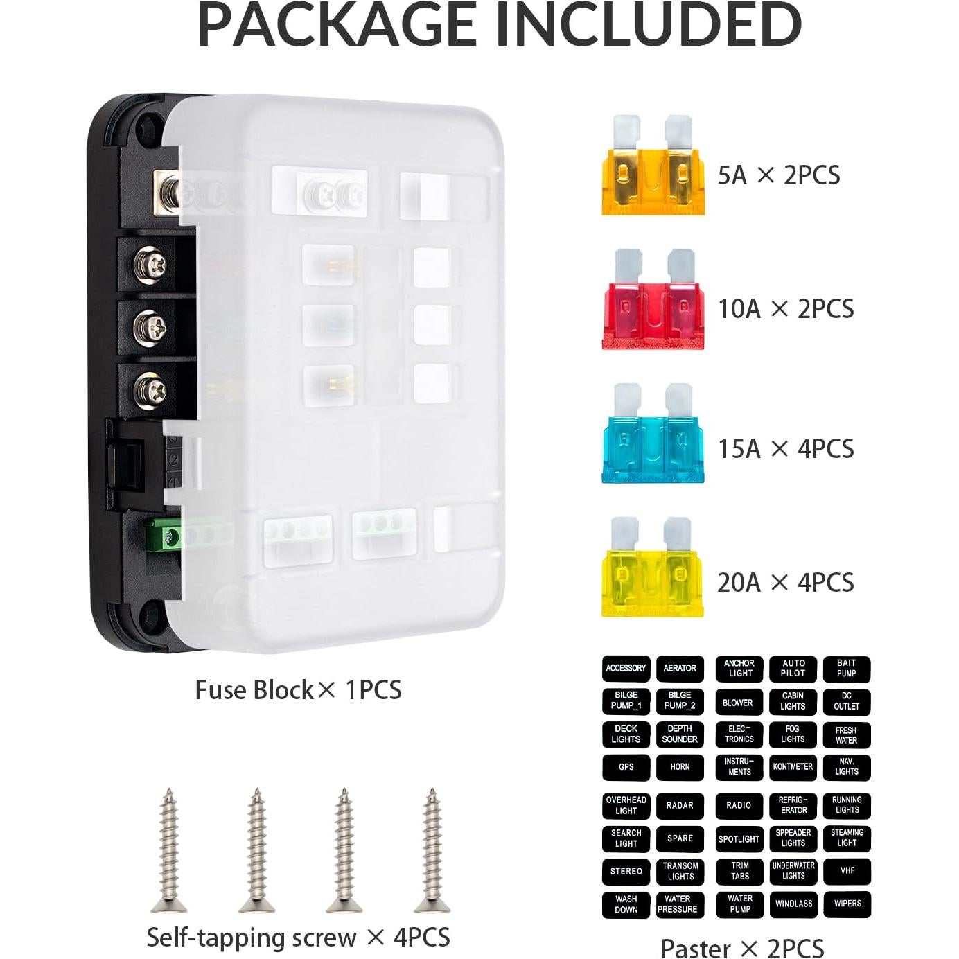Bloque de Fusibles WUPP 12V con Relé y Interfaz ACC 6 Circuitos