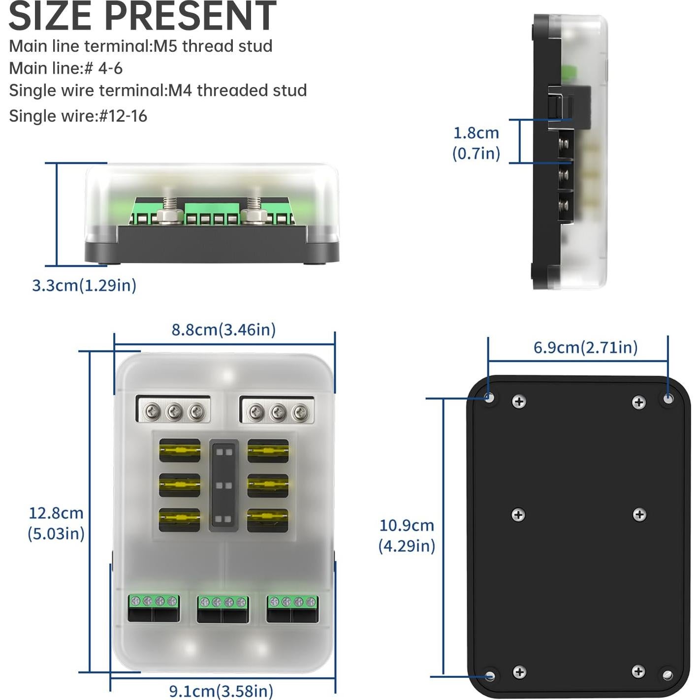 Bloque de Fusibles WUPP 12V con Relé y Interfaz ACC 6 Circuitos