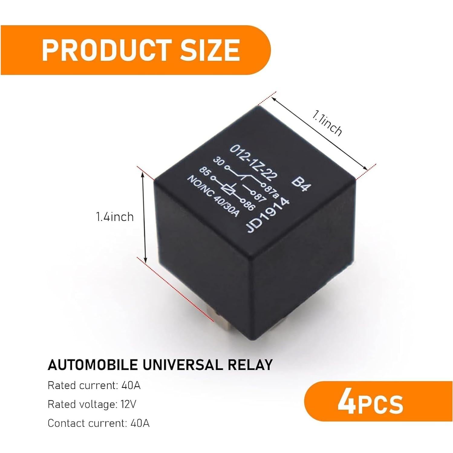 4 Relés Automotrices 40A Sodcay 12V 5 Pines Impermeables