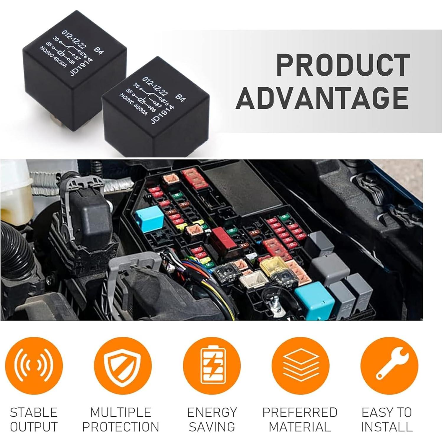 4 Relés Automotrices 40A Sodcay 12V 5 Pines Impermeables