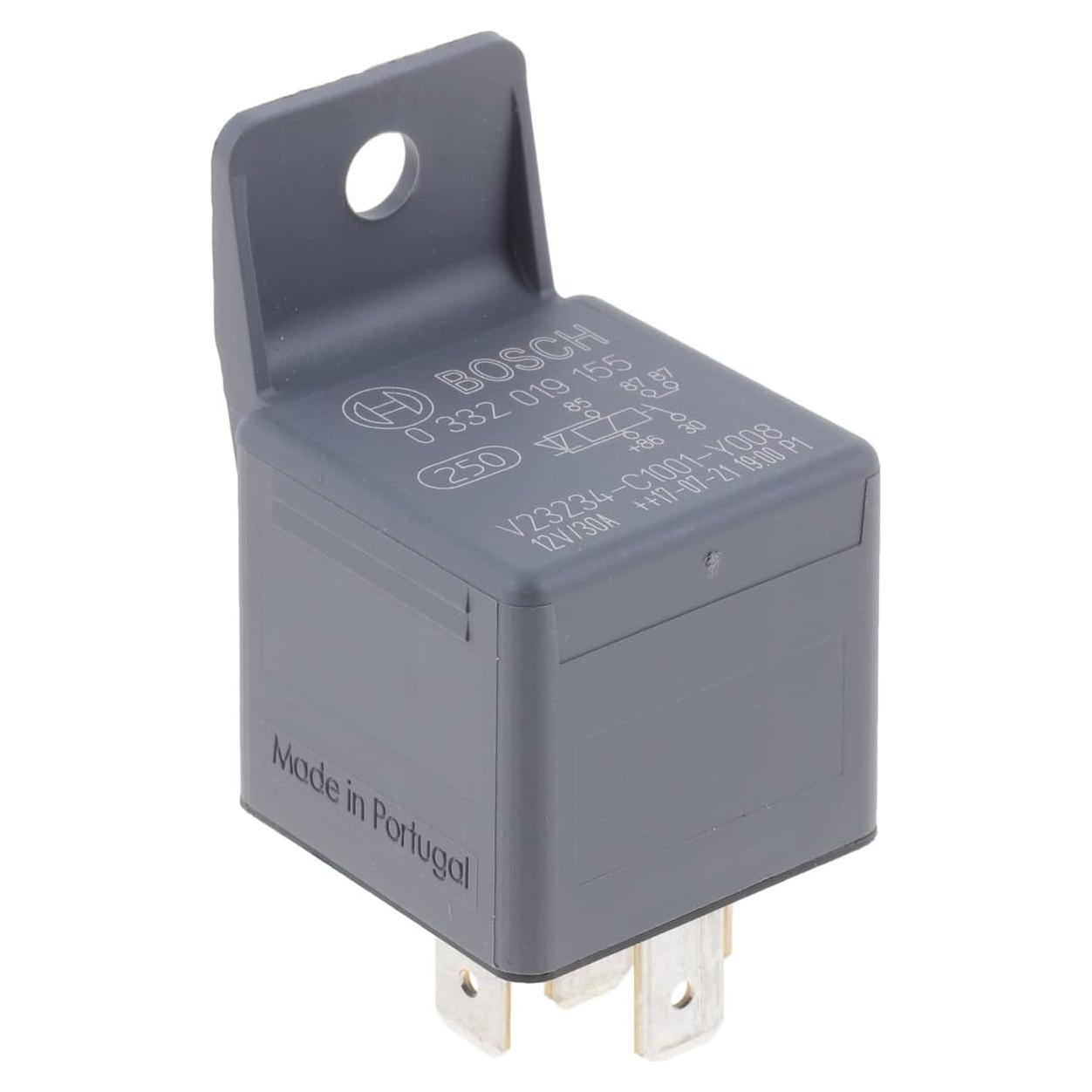 Relé Mini Normal Abierto Bosch 12V 30A 5 Pines Gris