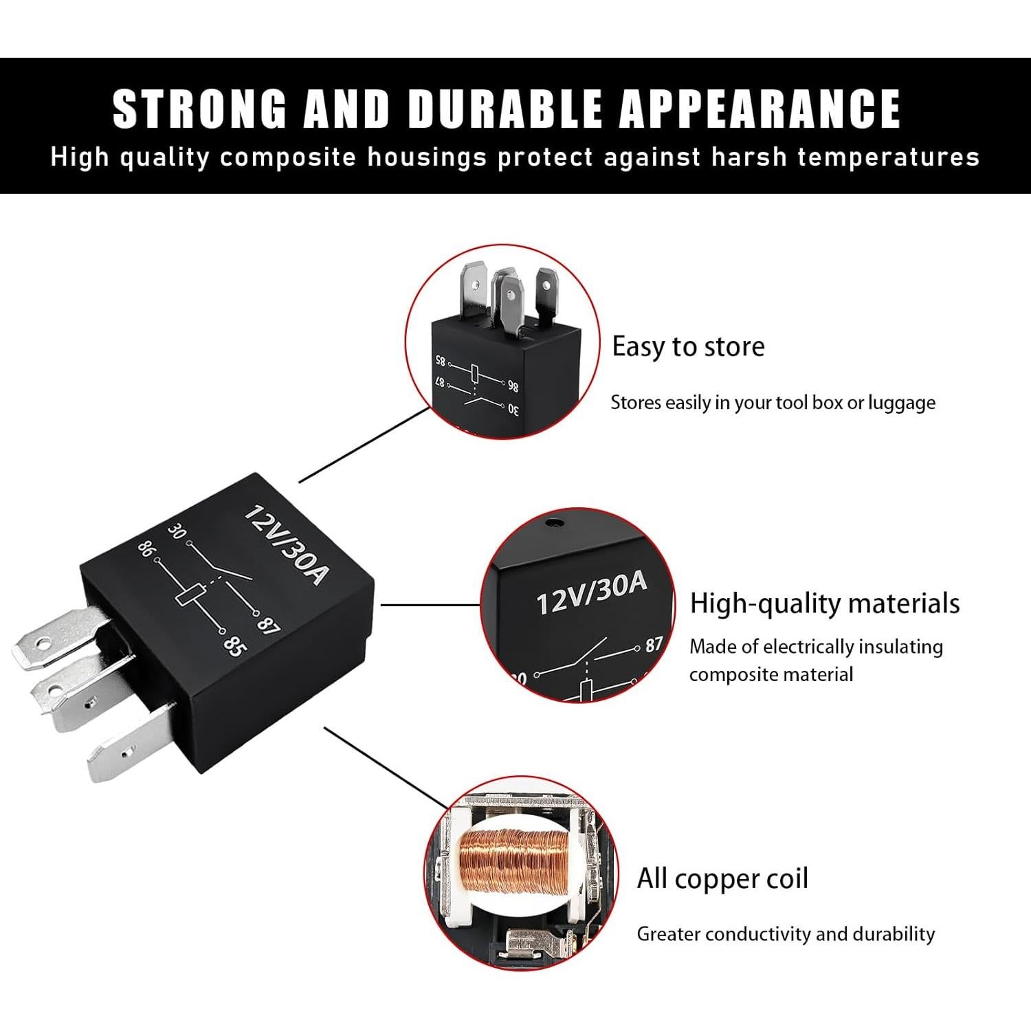 Paquete de 4 Relés 4 Pines 12V 30A Ohleats Impermeables