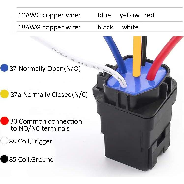 Relé Automotriz Impermeable 40A 12V Meskliu 5 Pines con Arnés