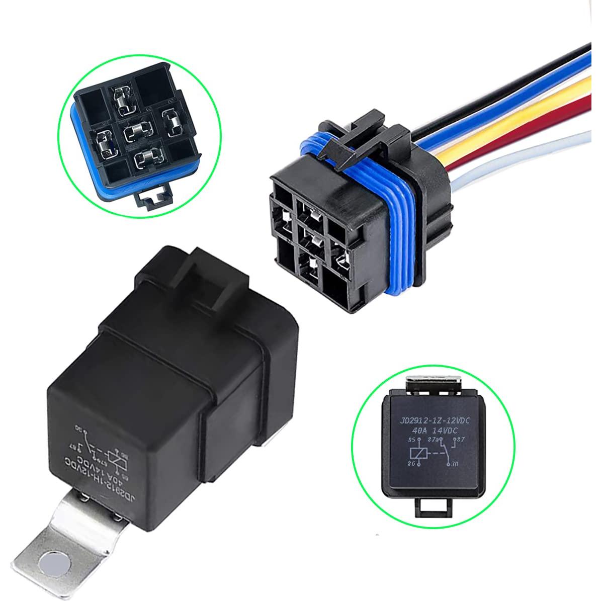 Relé Automotriz Impermeable 40A 12V Meskliu 5 Pines con Arnés