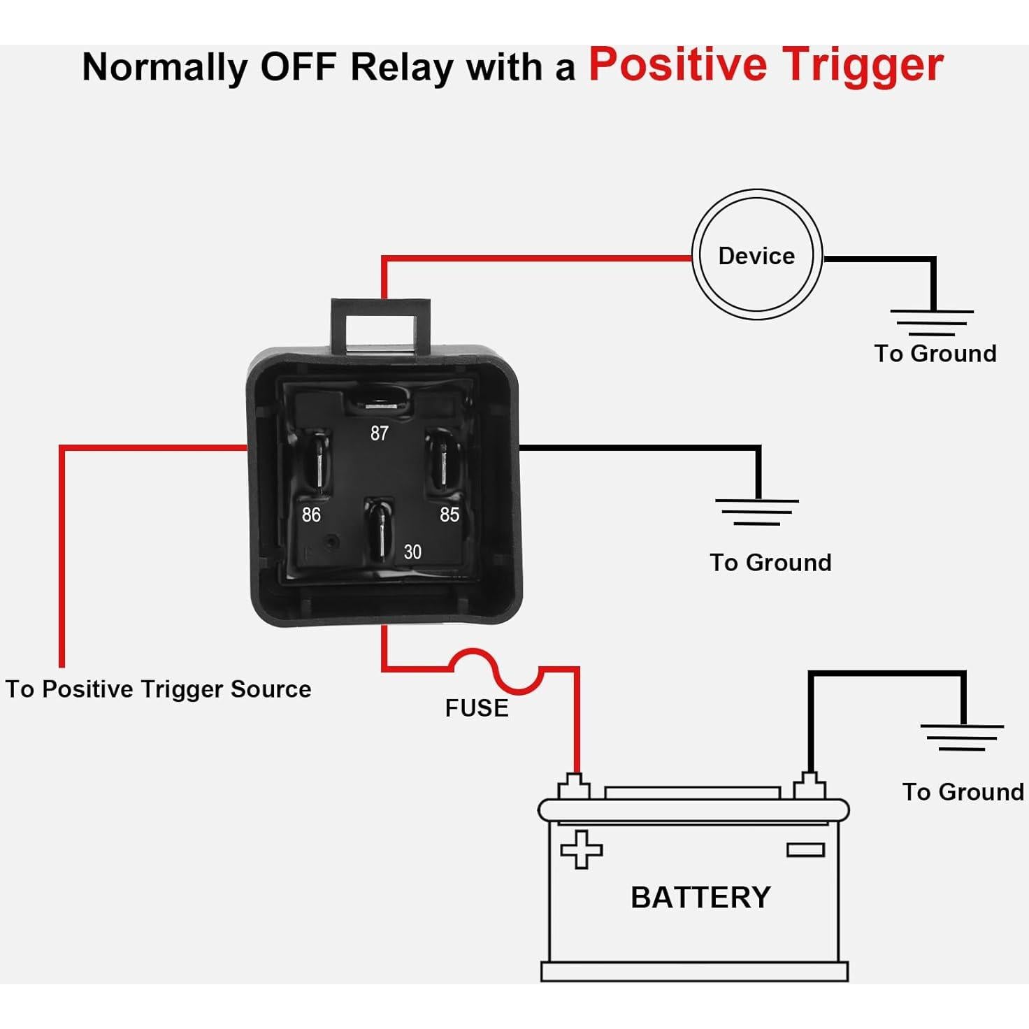 Kit de Relé Impermeable Weasch 12V 40A 4 Pines Cables 14 AWG