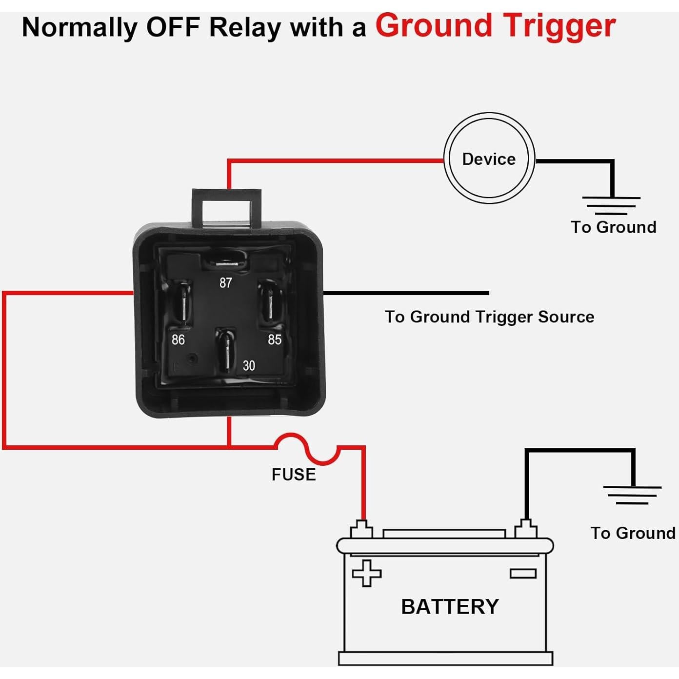 Kit de Relé Impermeable Weasch 12V 40A 4 Pines Cables 14 AWG