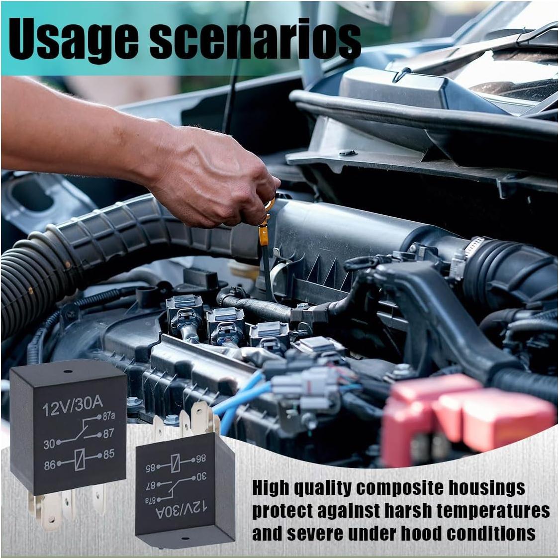 Kit de 4 Relés Automotrices 12V 30A JOYCOURT 5 Pines