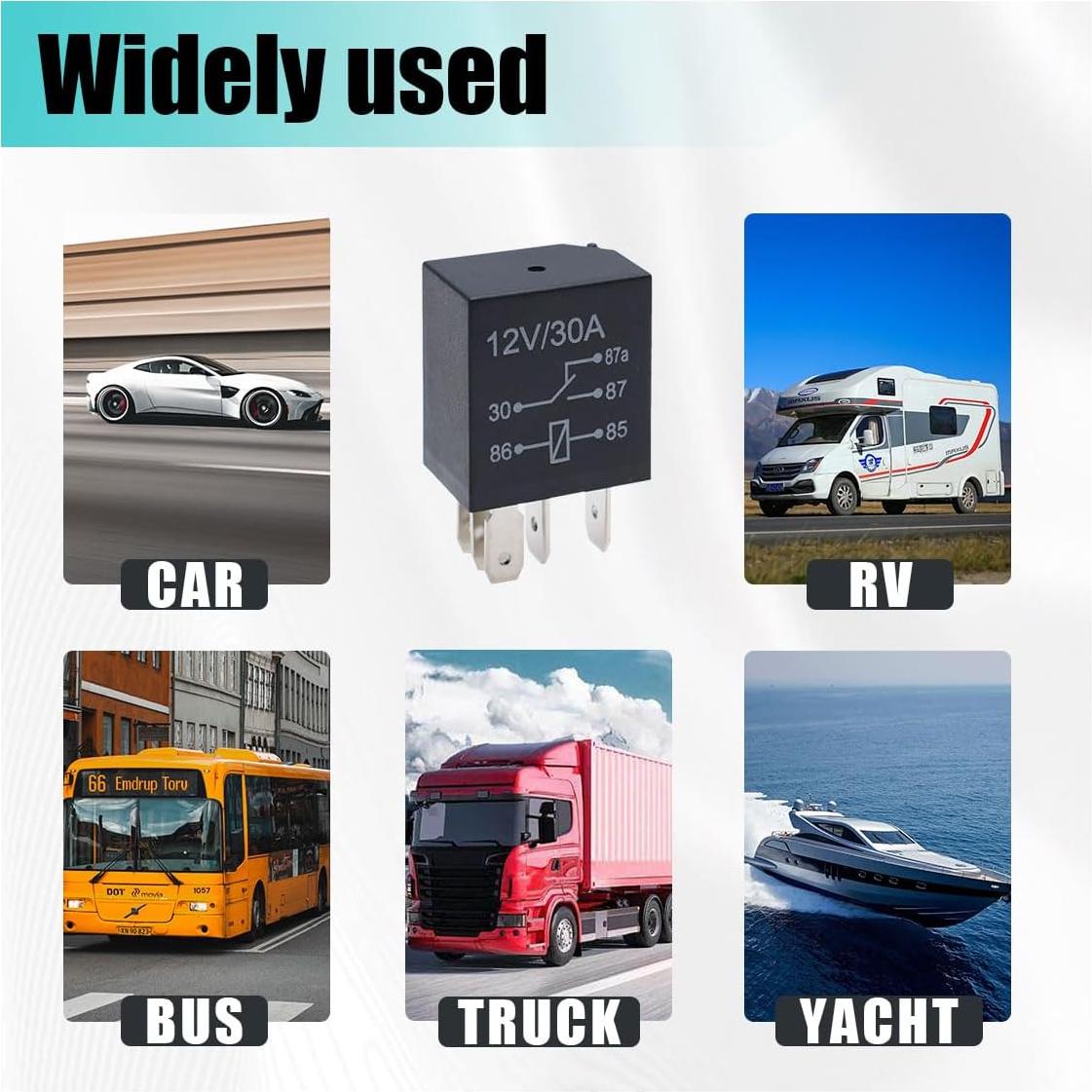 Kit de 4 Relés Automotrices 12V 30A JOYCOURT 5 Pines