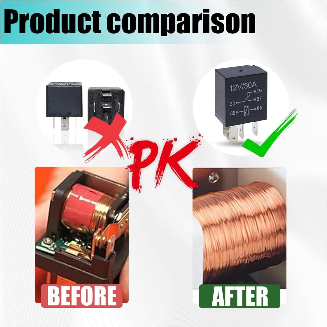 Kit de 4 Relés Automotrices 12V 30A JOYCOURT 5 Pines