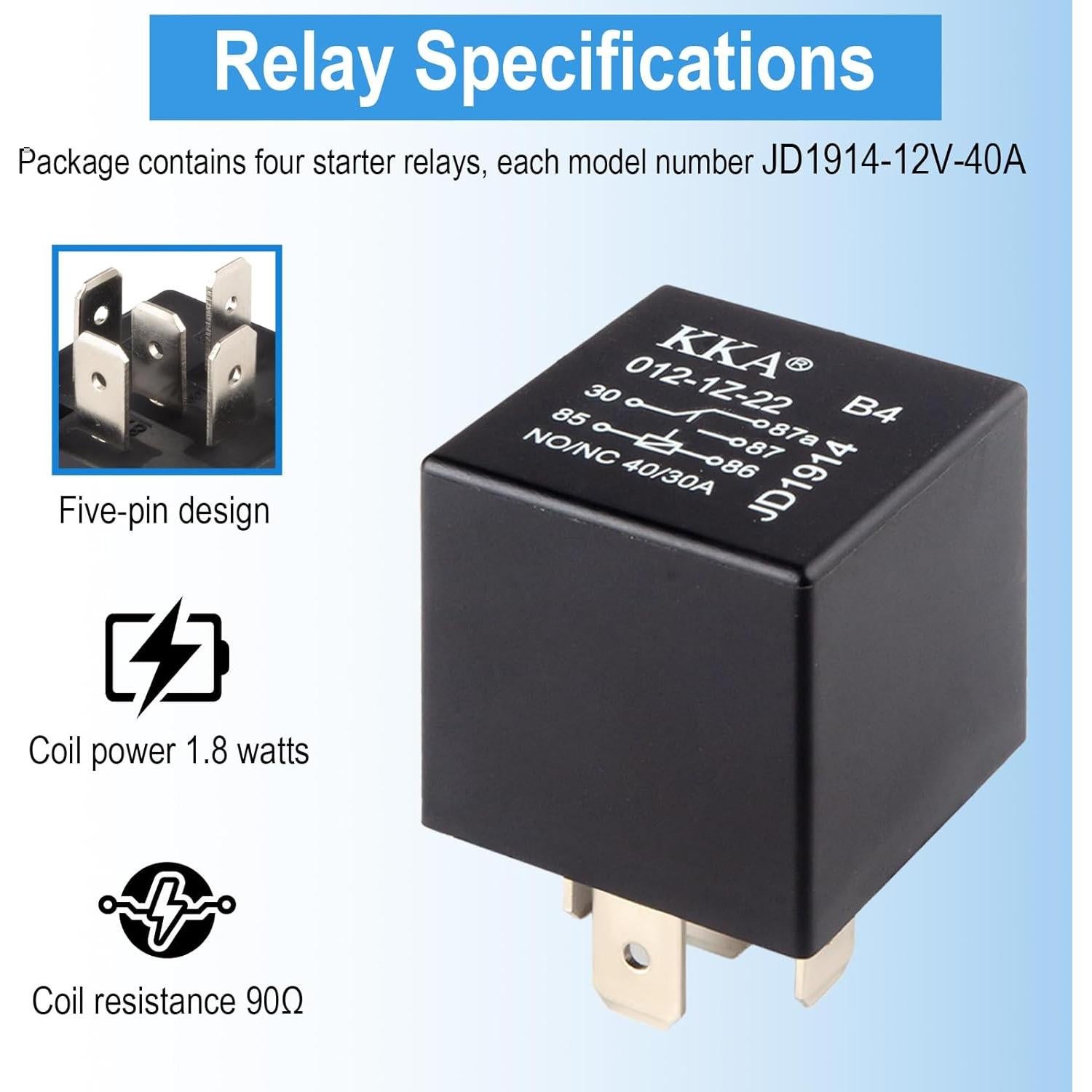 4 Relés Impermeables 40A 12V Ecocstm para Automóviles