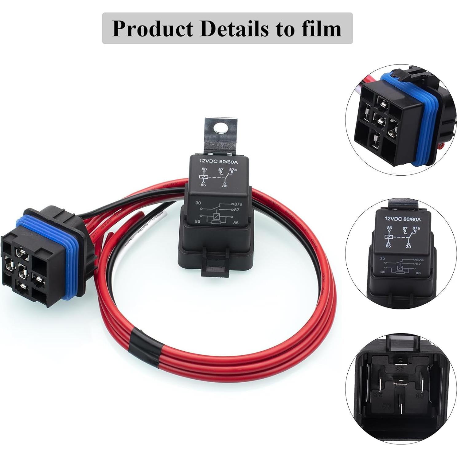 Relé Automotriz Impermeable HOPUT 60/80A 12V 5 Pines Cobre