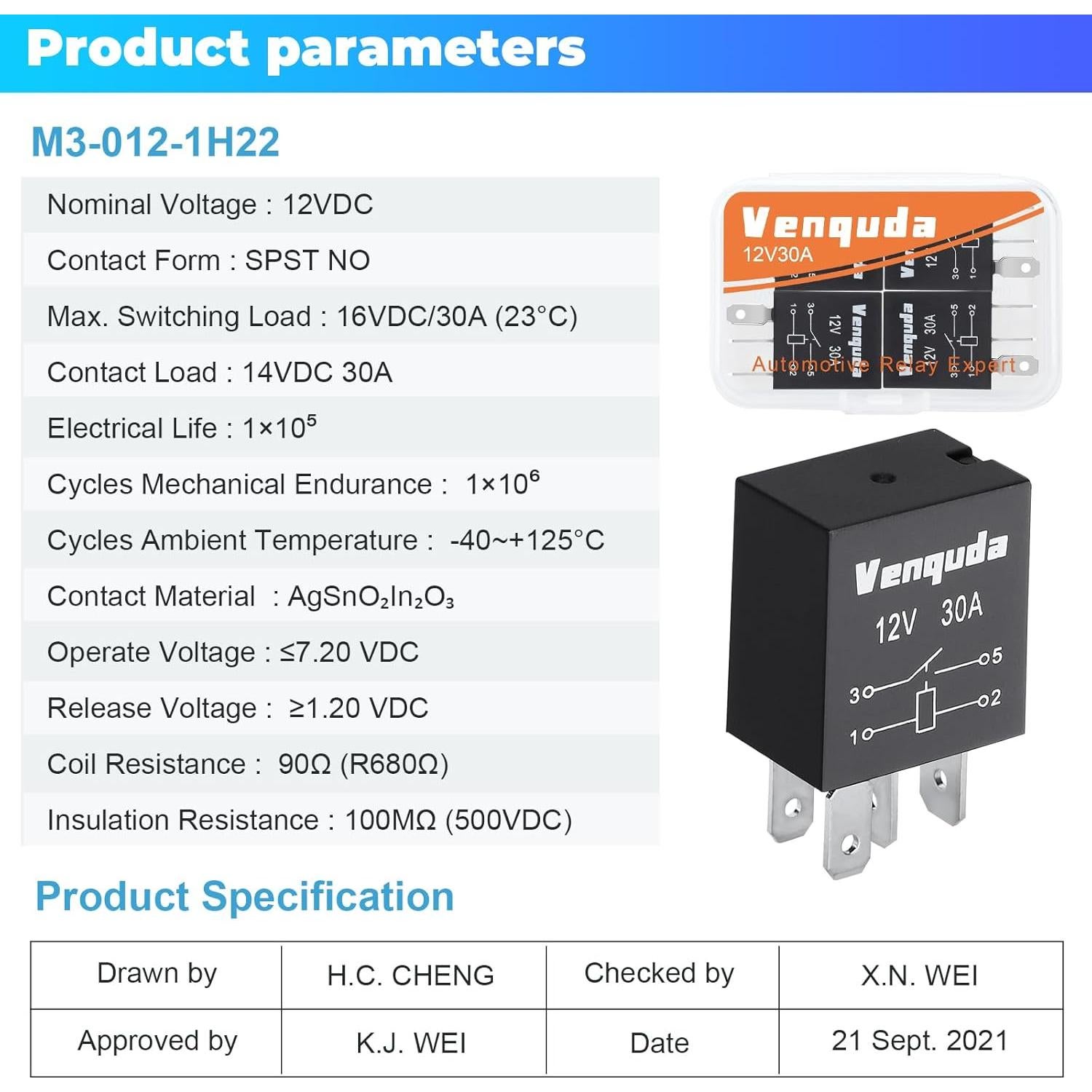 Relé Automotriz 4 Pines 12V 30A Zhenbaoshop Universal