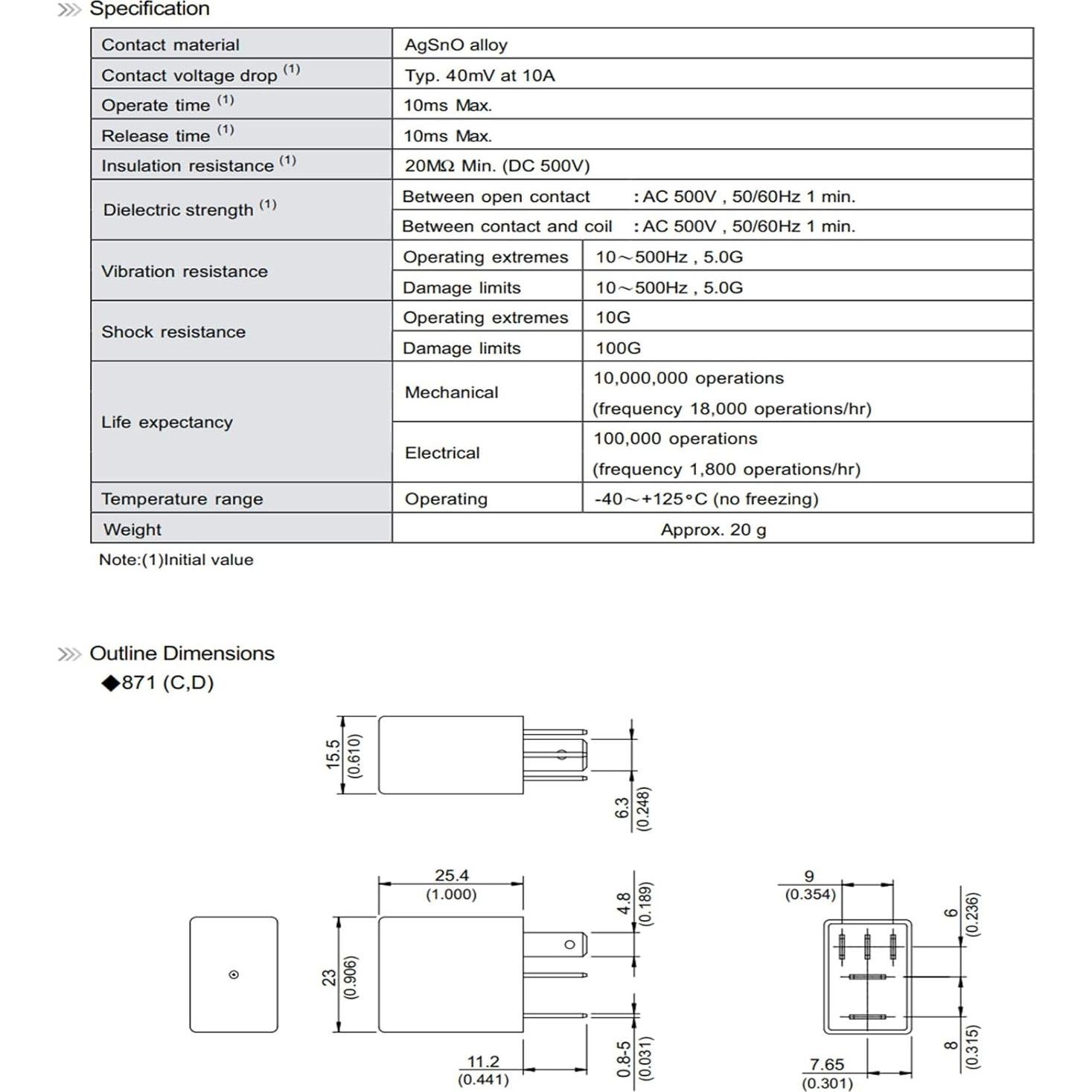 Relé Automotriz Micro ISO TC-Masterles 871-1C-C-R1 12VDC 20A
