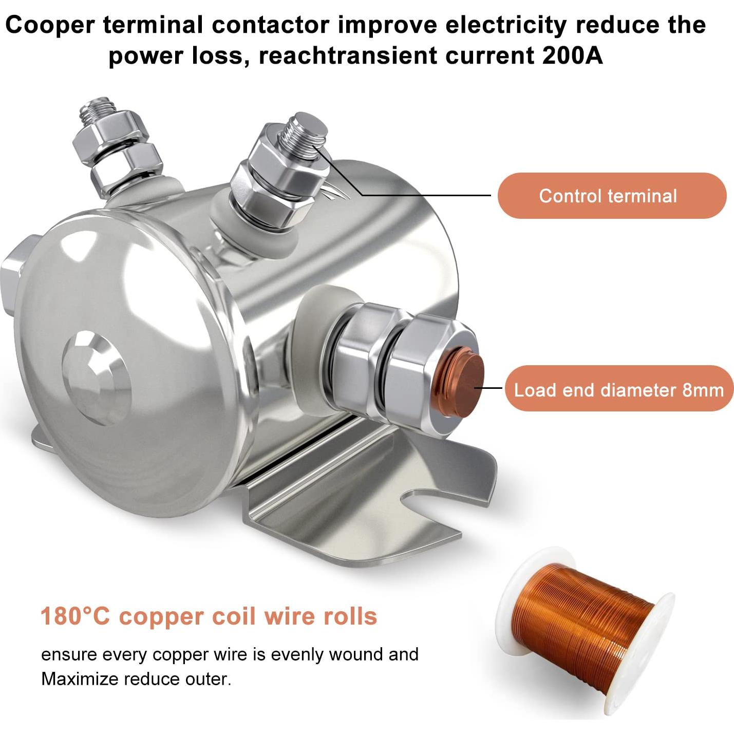 Relé de Solenoide 12V Zhushan 300A Niquelado para Golf y Barcos