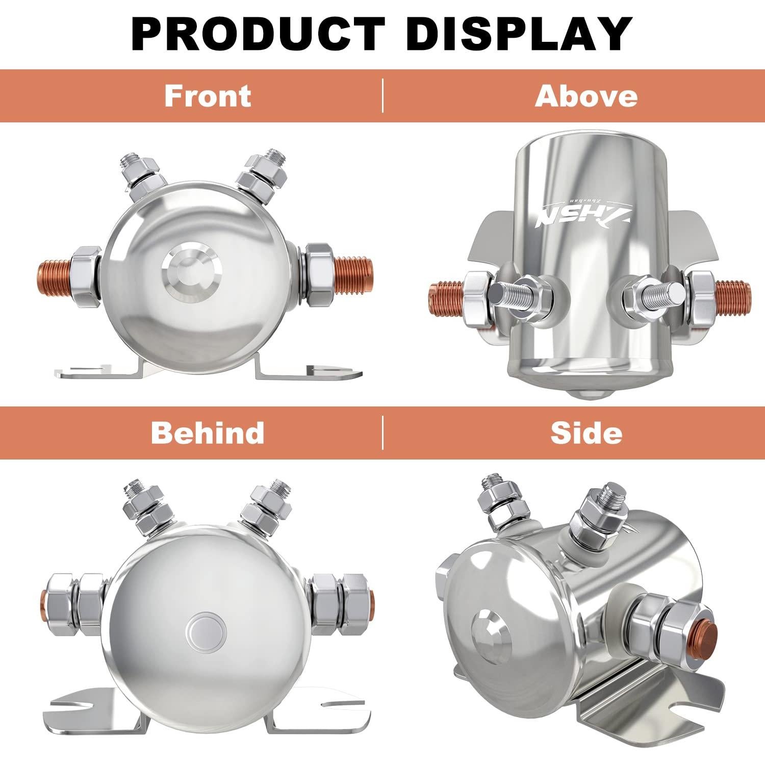 Relé de Solenoide 12V Zhushan 300A Niquelado para Golf y Barcos