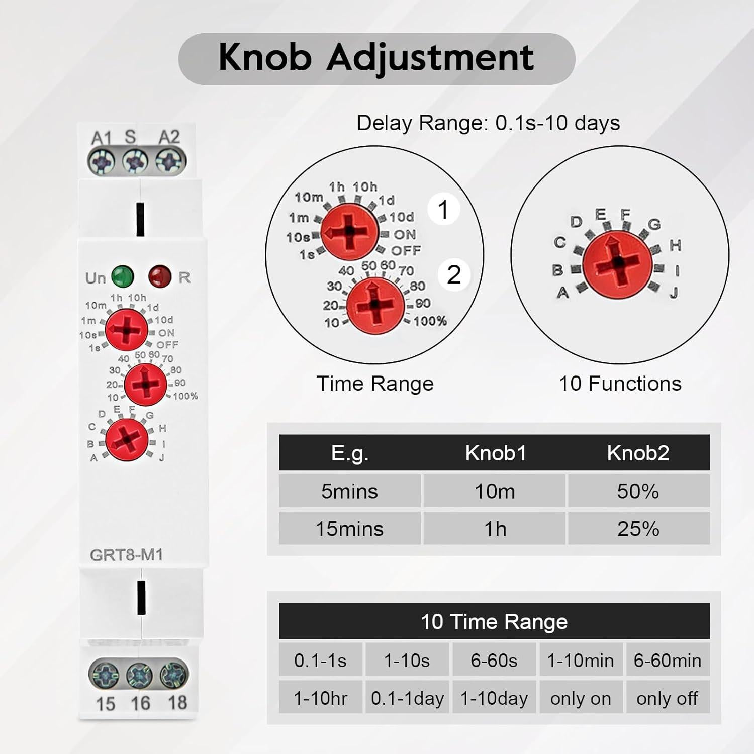 Relé de Tiempo de Retraso Yosoo GRT8-M1 12V-240V Multifuncional