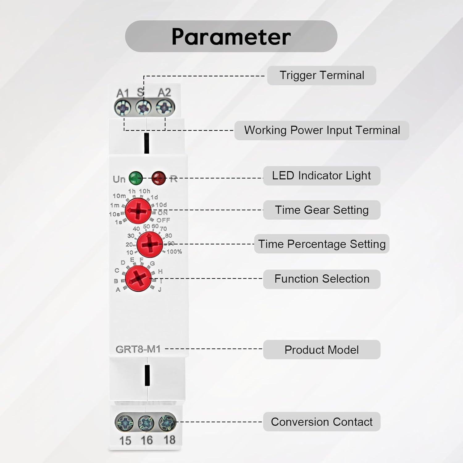 Relé de Tiempo de Retraso Yosoo GRT8-M1 12V-240V Multifuncional