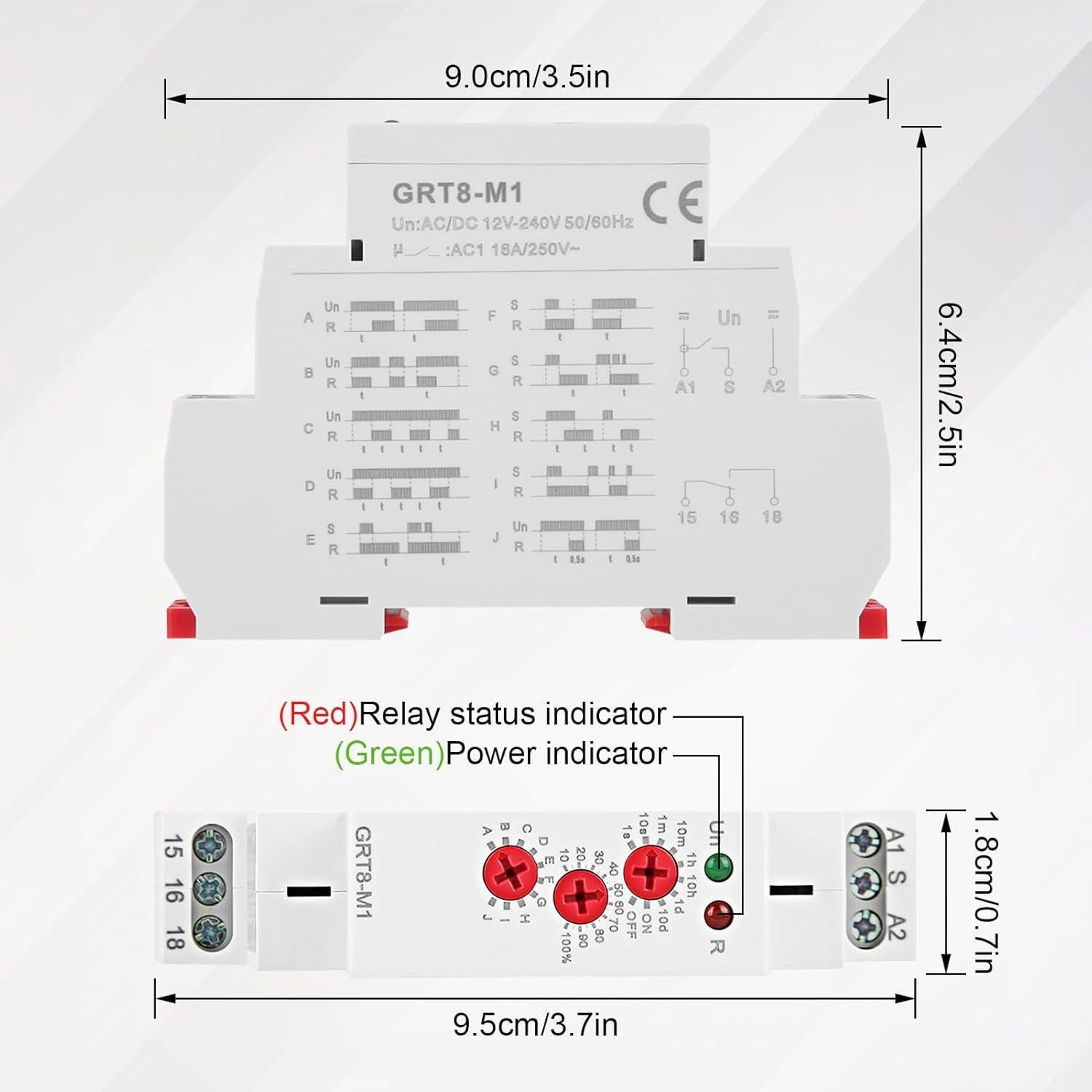 Relé de Tiempo de Retraso Yosoo GRT8-M1 12V-240V Multifuncional