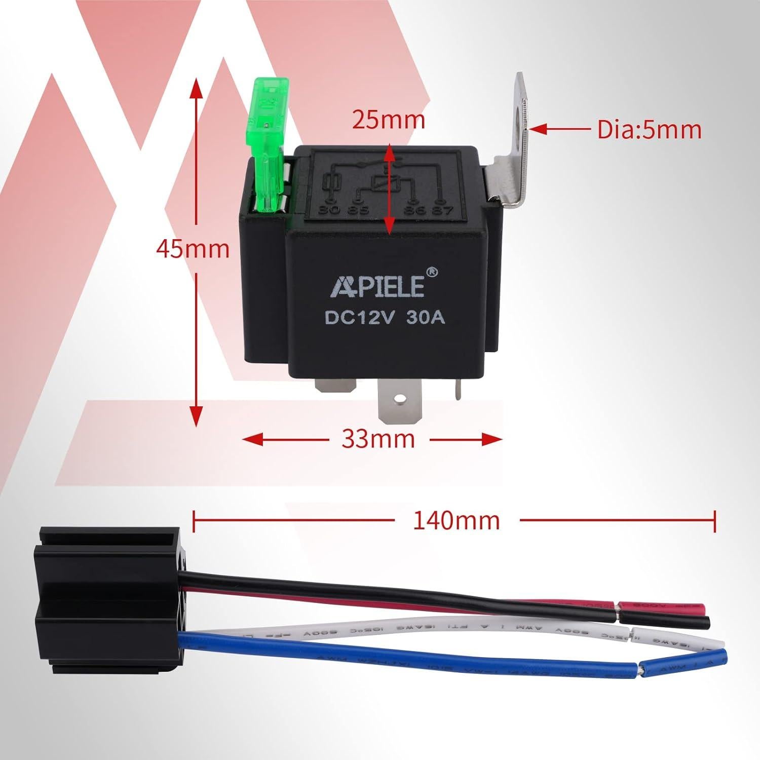 Relé de 4 Pines APIELE 12V 40A con Fusible de 30A para Coche