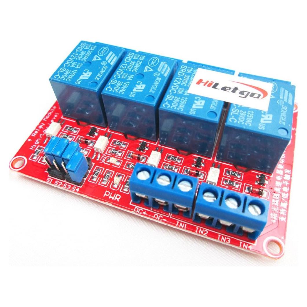 Módulo de Relé 12V 4 Canales HiLetgo con Aislamiento OPTO