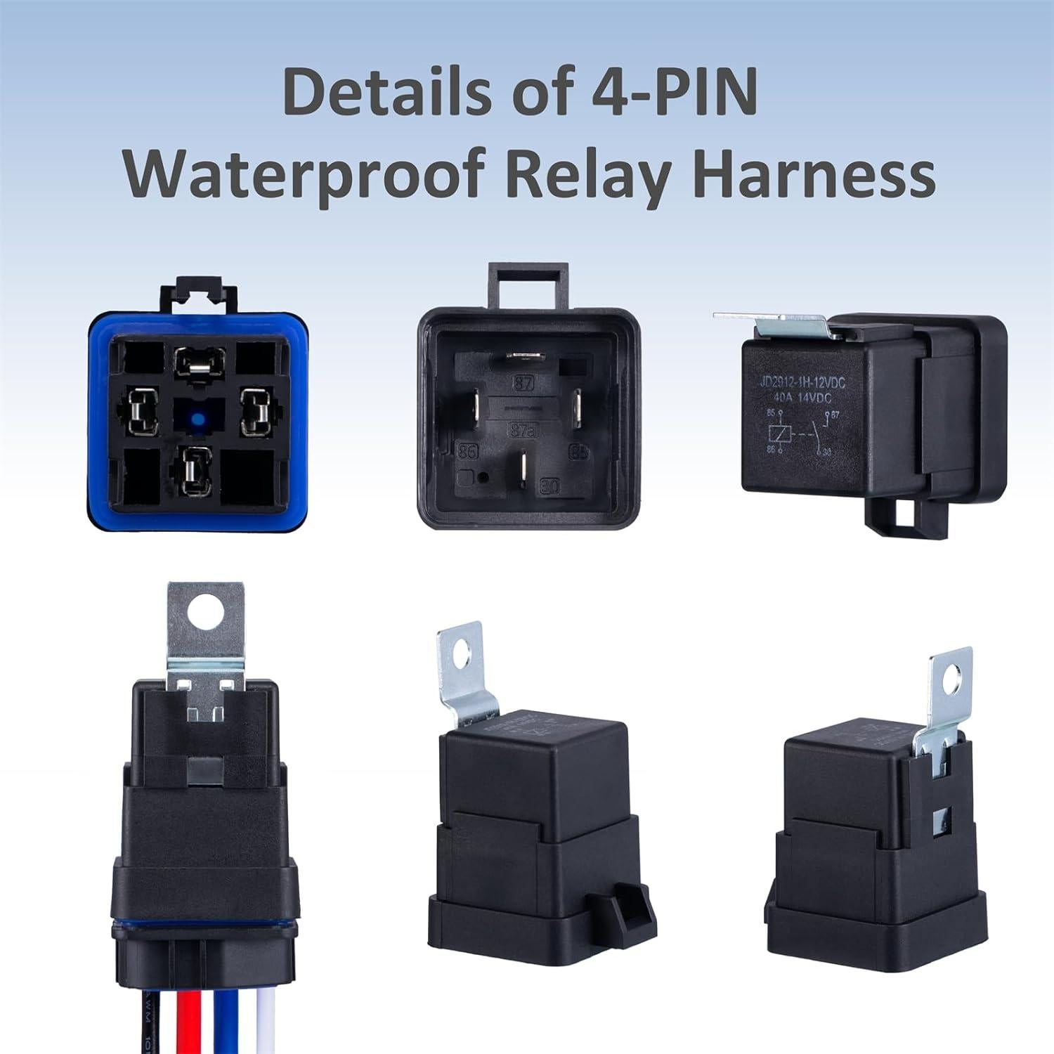 Relé Automotriz 4 Pines Ronybuy 12V 40A IP65 con Arnés