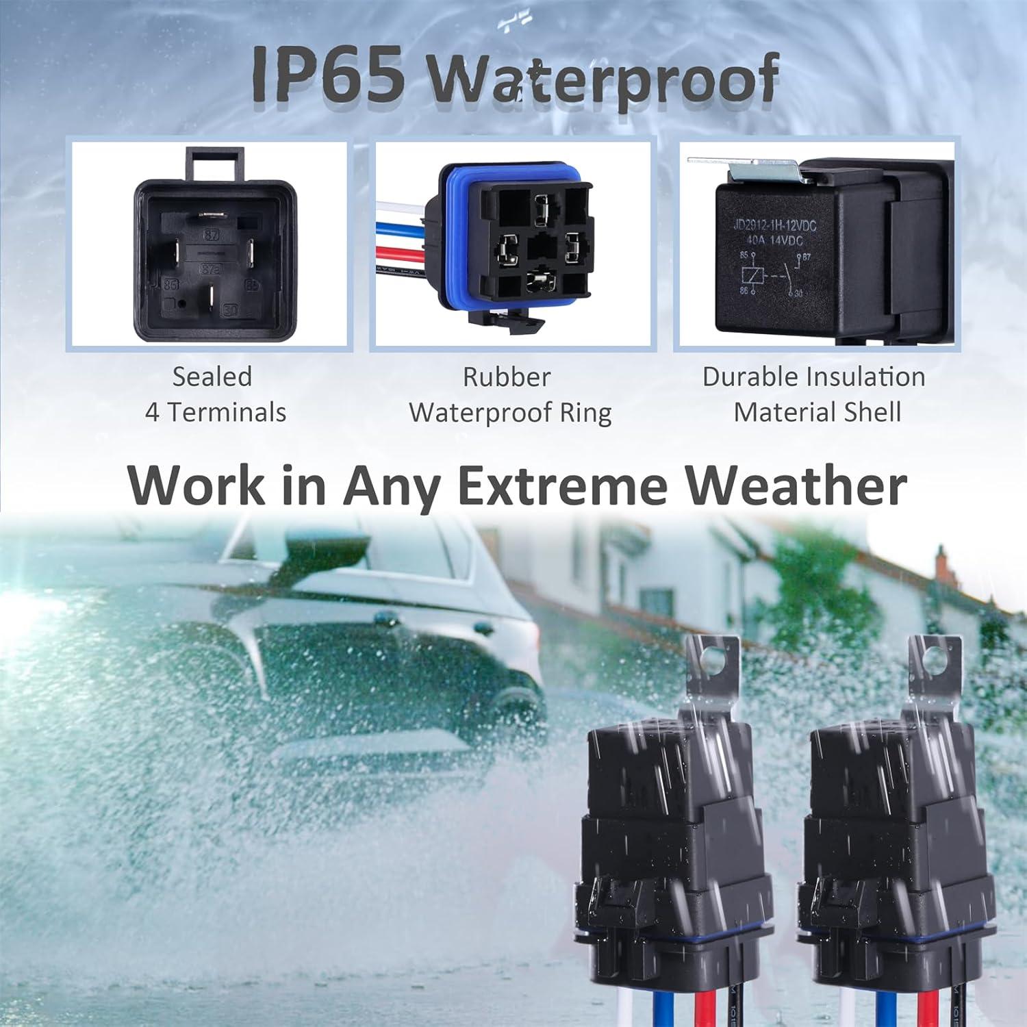 Relé Automotriz 4 Pines Ronybuy 12V 40A IP65 con Arnés