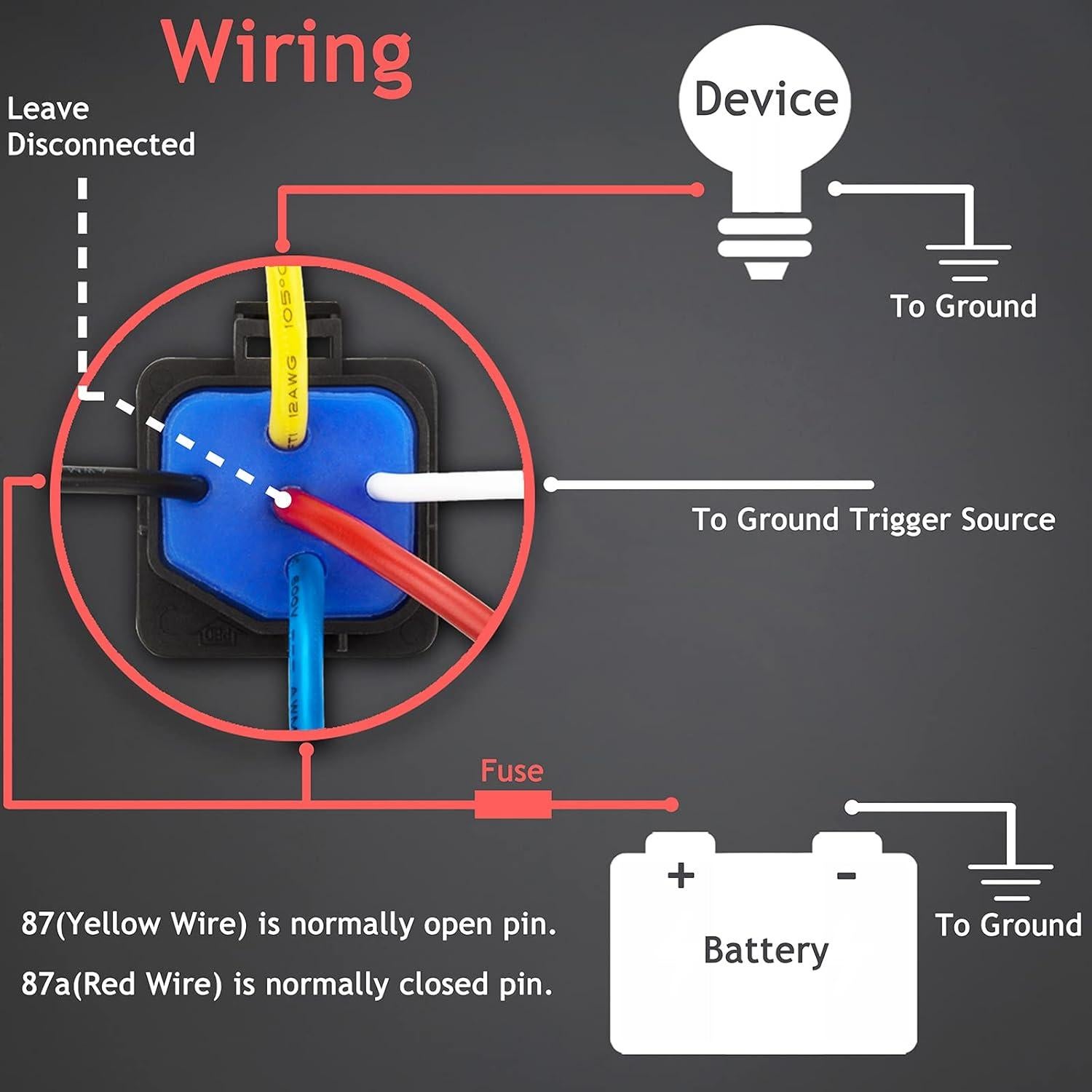 Paquete de 3 Relés Impermeables Hamolar 80/60A 12V DC con Cables