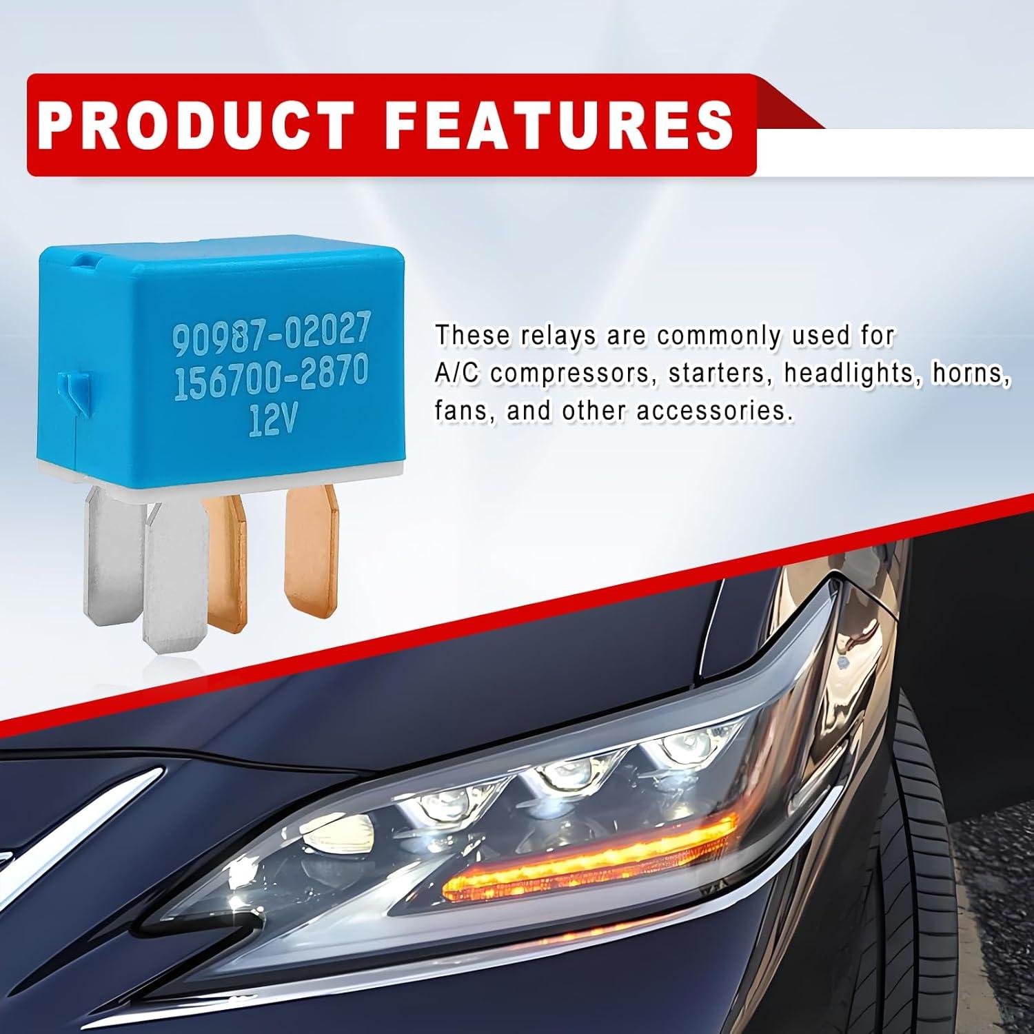 Relé 4 Pines ZOKYUYS para A/C y Accesorios Toyota Lexus (2PCS)